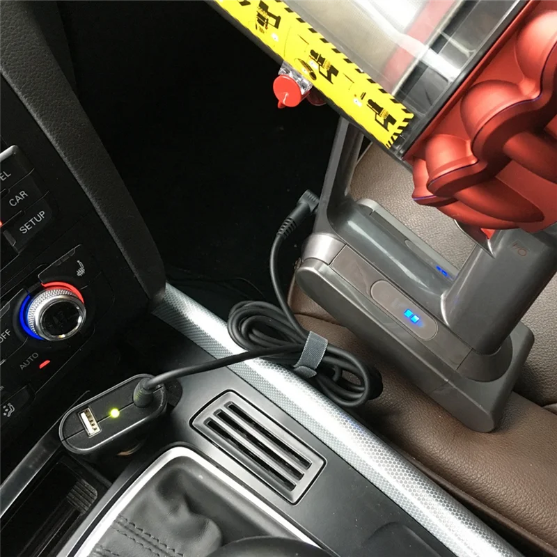 DC30.45V Car Charger Adapter Power for Dyson V10 V11 Vacuum Cleaners with USB Port for Home