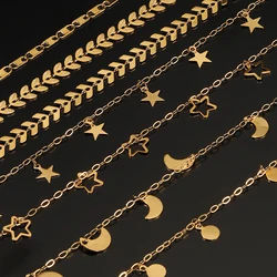 2Meters 1Meter Stainless Steel Chain Star Moon Aircraft Charm Pendants Chains for Necklace Bracelet Jewelry Making DIY No Fade