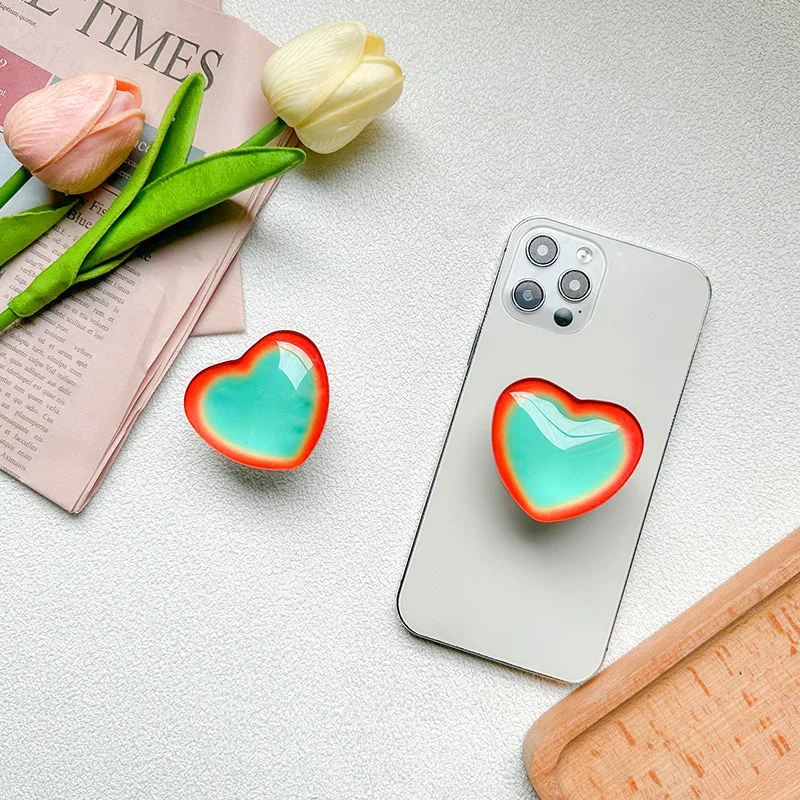 

Прозрачный 3D-держатель для телефона Crystal Clear Heart, раскладной, складной, с кольцом-держателем и креплением для пальца, аксессуар для iPhone 14