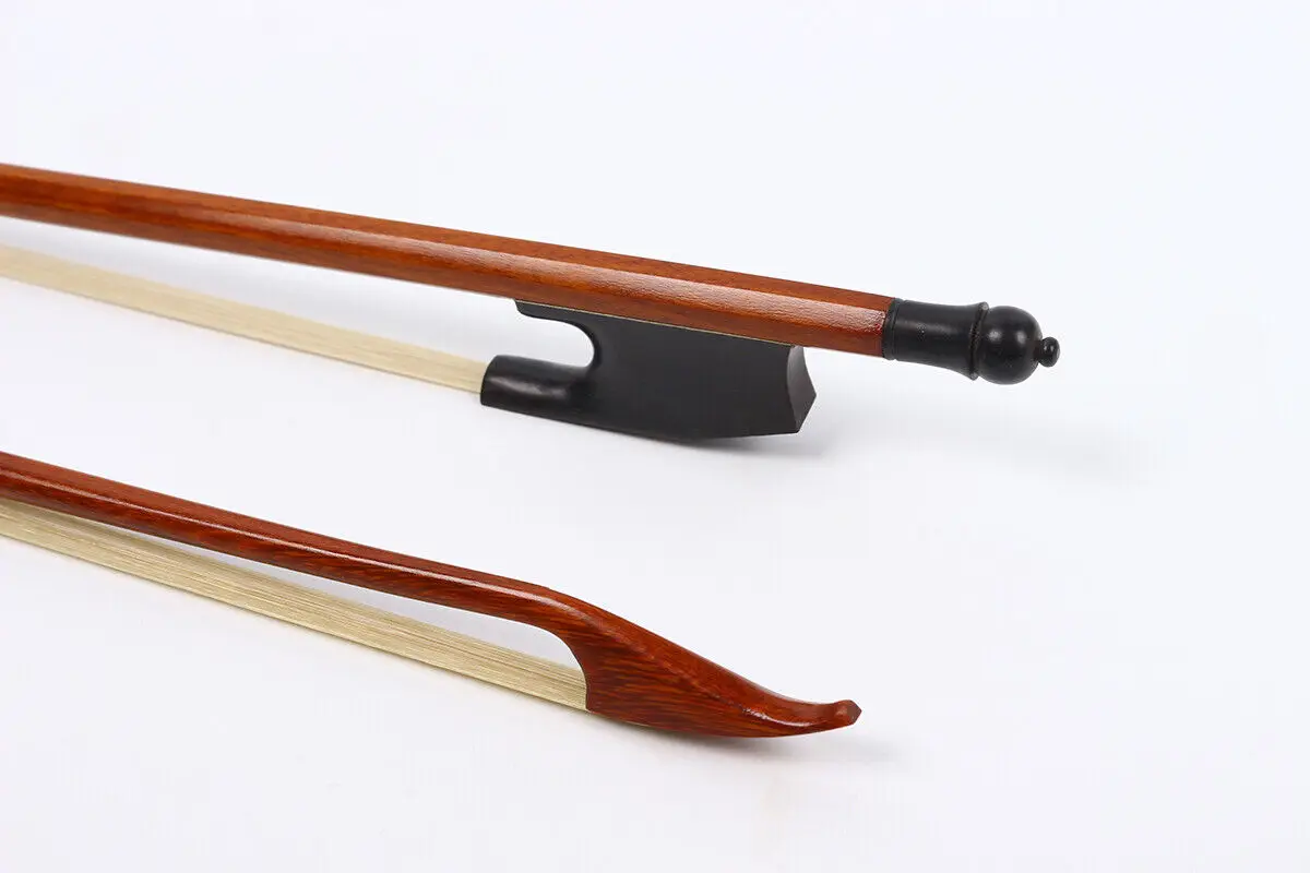 

4/4 Full Size Violin Bow Brazilwood Ebony Frog Bows Hair Straight Well Balance Beautiful Wooden Body Baroque Style Short Screw