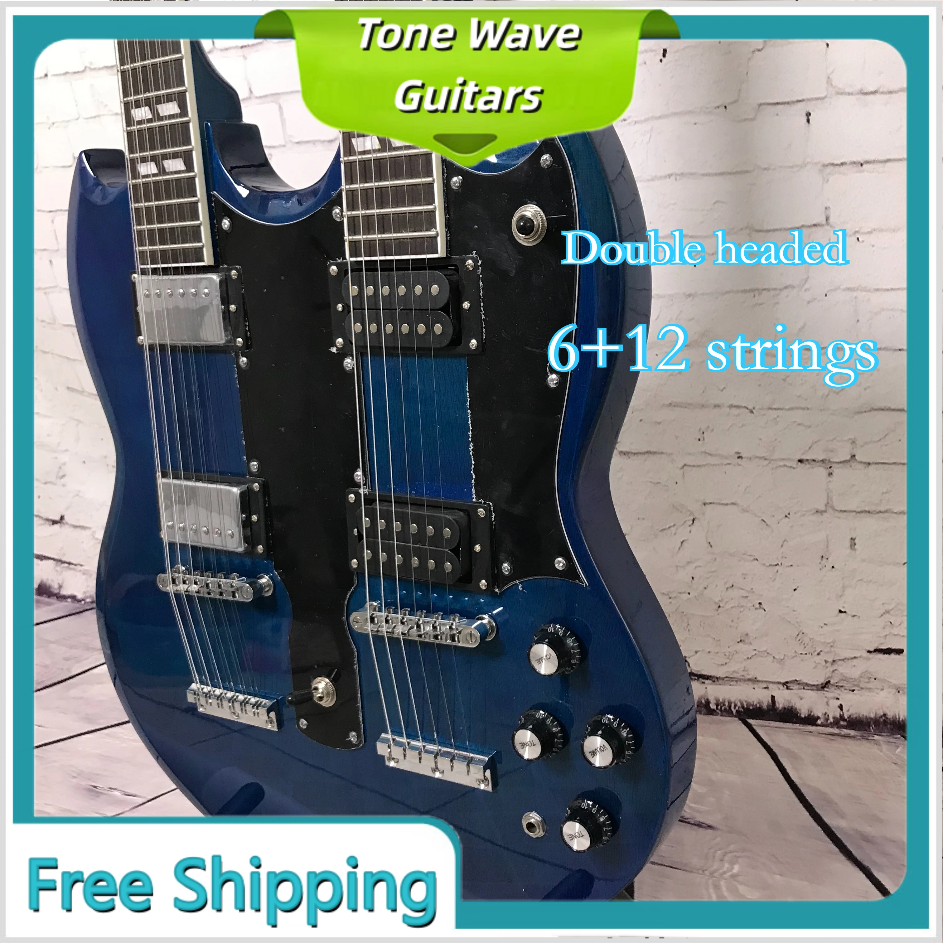 

Double Ended SGSS Electric Guitar with 6+12 Strings, Humbucker Pickups, 20 Frets Rosewood Fingerboard Rock Blues