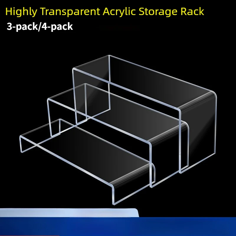 

Acrylic Shelf Desktop Figure Display Stand U-shaped Heightening Shelf Refrigerator Wardrobe Layered Baffle Shoe Bracket 3/4 Sets