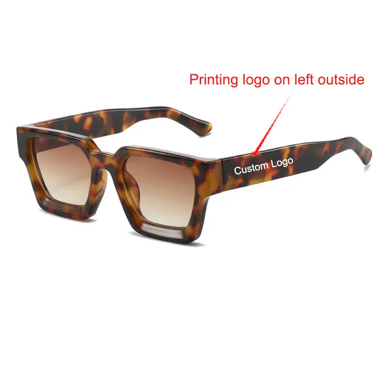 

Custom Your Logo Sunglasses Thick Frame Leopard Shades Men Women Fashion Summer Sun Glasses for gift dropshipping