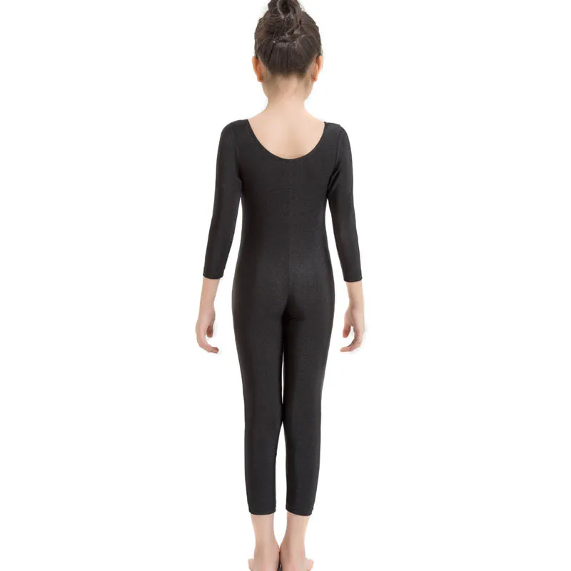Speerise-Combinaison de danse de ballet pour enfants, justaucorps à manches longues, col rond, combinaisons complètes pour filles, justaucorps en spandex