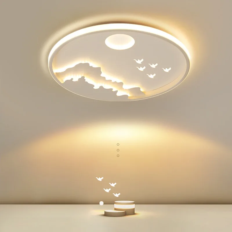 

Simple Bedroom Lamp Ceiling Chandelier With Remote Control Round Moon Led Ceiling Lights For Kids Room Study Cloud Ceiling Lamp