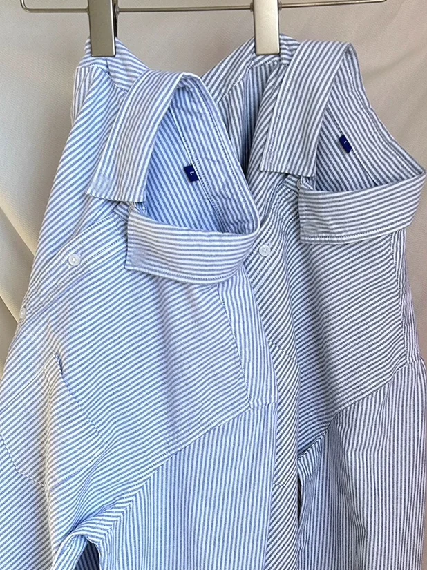 

Ox Cloth Men's irt Slim Fit Long Sve Vintage American Sle Workwear Striped Casual irt Trendy Euro Sle