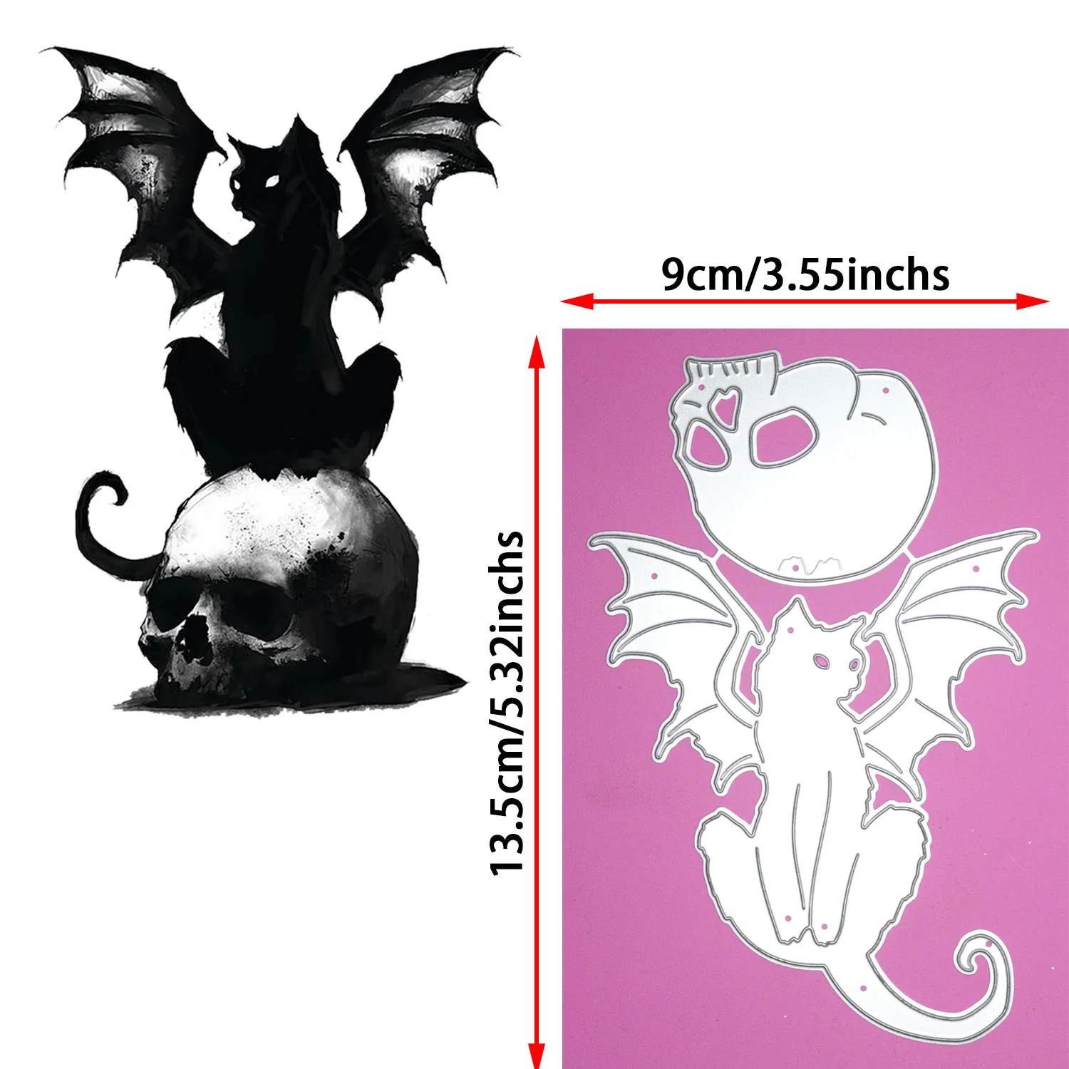 Black Flying Cat in Skull Cutting Dies New Halloween Metal Stencil for DIY Scrapbooking Gift Card Craft Decor