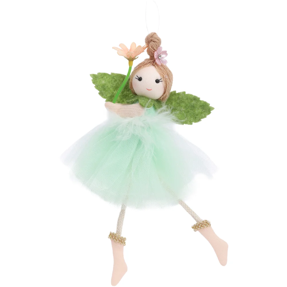 Polyester Angel Girl Ornament with Ruffled Tulle Skirt for Easter Tree Wall Party Spring Festival Hanging Decor