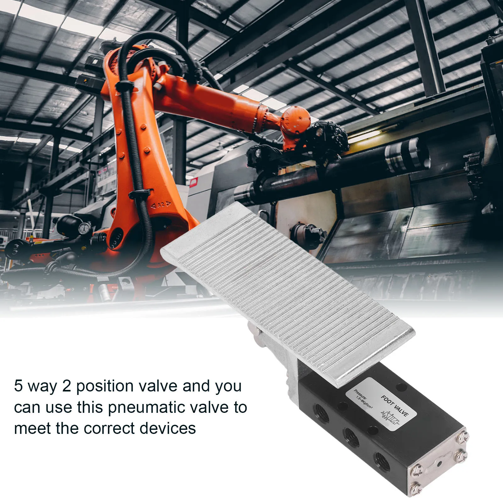 

Foot Pedal Pneumatic Valve 5 Way 2 Position G1/4in Aluminum Alloy Foot Air Pressure Control Valve Foot Pneumatic Control Valve