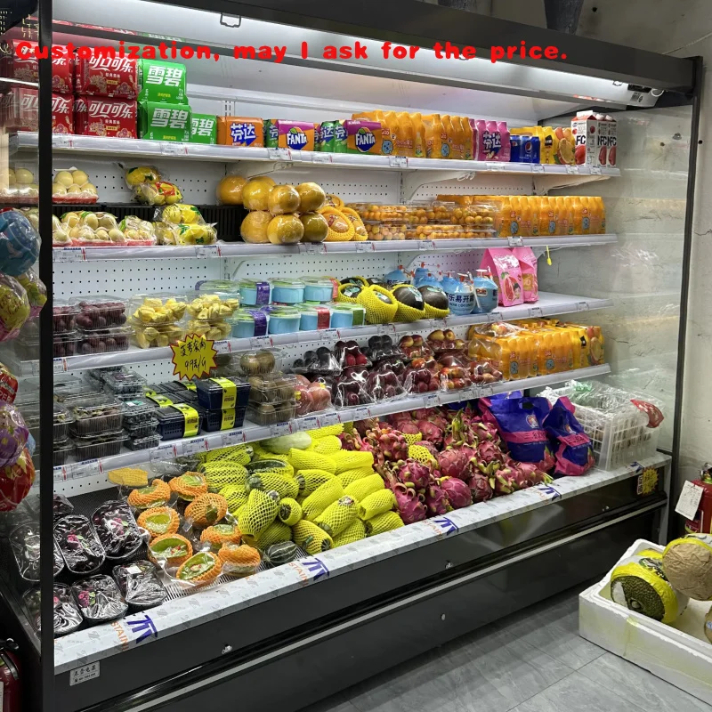 

на заказ. Многоярусный коммерческий холодильник для супермаркетов, открытый холодильник с охладителем, фруктами и овощами