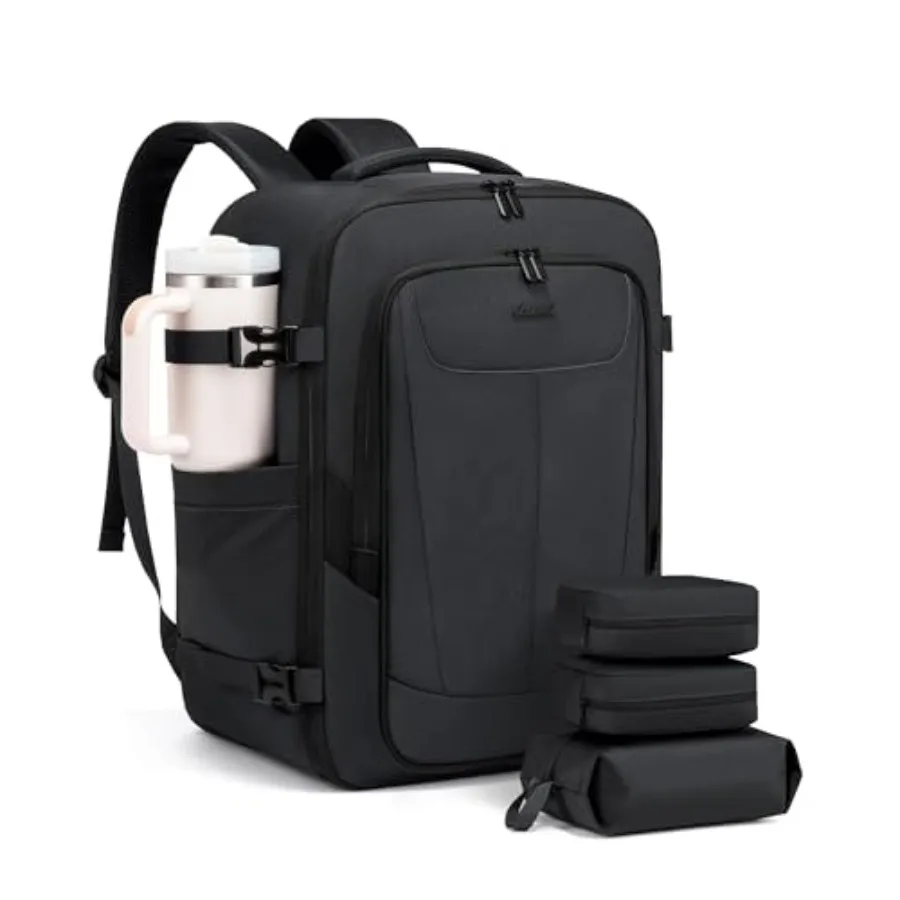 

Travel Backpackfor Men, 40L Carry on Backpack Flight Approved with 3 Packing Cubes, Extra Large Personal Item Bag Fit 17.3 inch