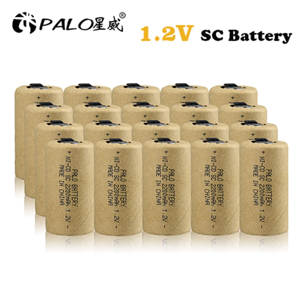 

PALO 1.2V SC Rechargeable Battery 2200mAh Sub C NI-CD Cell With Welding Tabs For Electric Drill Screwdriver Power Tool BATTERY