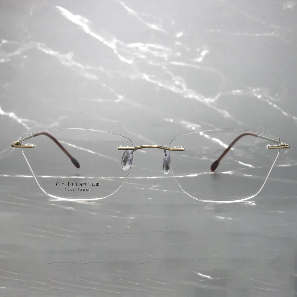 

B Titanium Rimless Glasses Frame For Women Prescription Eyewear Cat Eye Eyeglasses Female Ultralight Myopia Optical Eyewear