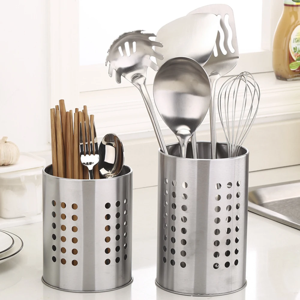 Stainless Steel Kitchen Cooking Utensils Chopstick Holder Caddy Cutlery Organizer Tableware Multi-function Storage Serving Tool