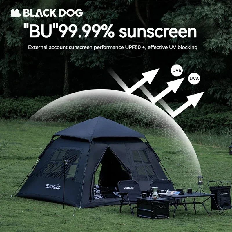 BLACK DOG 4-5 personas impermeable automático de un solo toque ultraligero portátil plegable playa gran pirámide tiendas de campaña de viaje Camping