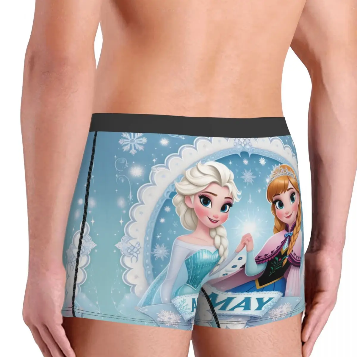 Biancheria intima maschile personalizzata moda classica Frozen Anime Adorabile ElsaAnna Boxer Slip Pantaloncini traspiranti Mutandine Mutande