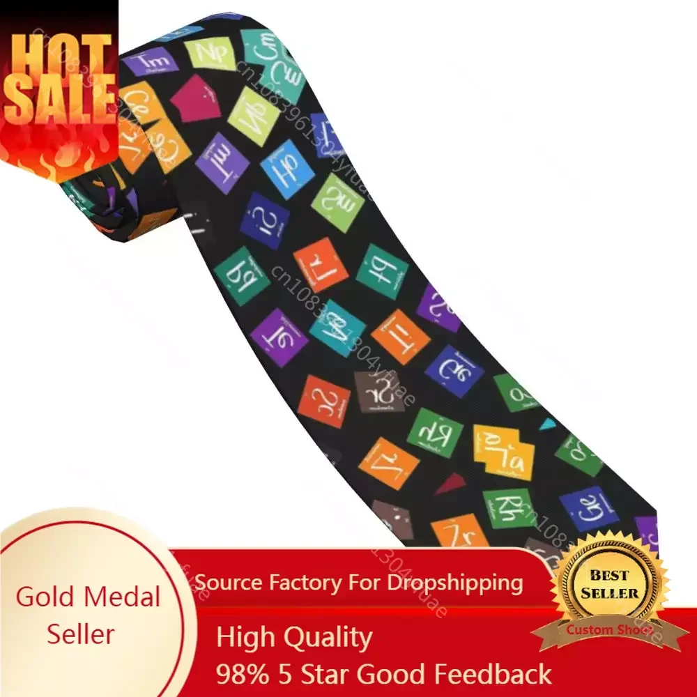 

Rainbow Periodic Table Unisex Neckties Polyester 8 cm Narrow Science Chemical Elements Neck Ties for Men Cosplay Props