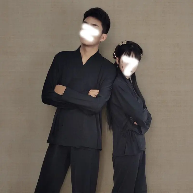 Men's Traditional Hanfu Inner Wear Short Sleeve Long Sleeve Collar Shirt Black White Daily Sleepwear Artistic Cultural Clothing