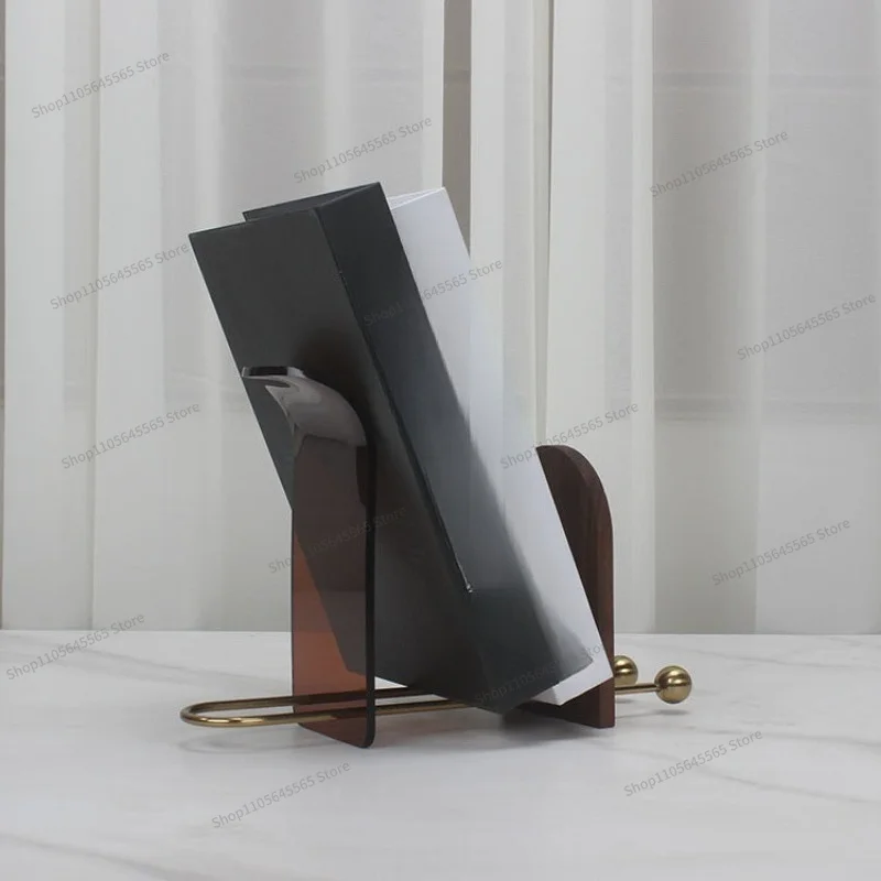 support-de-livres-creatif-en-acrylique-et-bois-style-minimaliste-moderne-avec-etageres-rangement-de-bureau-ou-d'etude-ornements