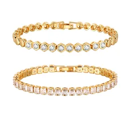 Cubic Zirconia Tennis Bracelet for Women, 18K Gold Plated Stainless Steel CZ Chain, Bridesmaid Jewelry Non Tarnish