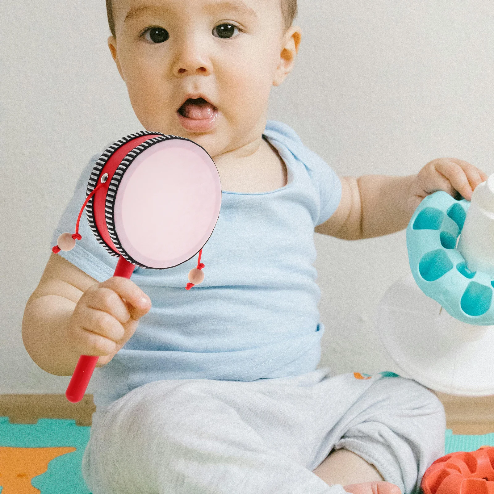 Tambour à singe, hochet à main, conception Unique, Instrument de Percussion éducatif traditionnel pour bébé, jouets à secouer