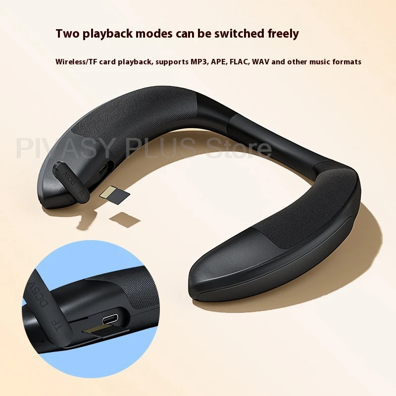 Wireless Wearable Audio Device Dual 33mm Speakers TF Card Support 500mAh Battery Hands Free Calling For Running Cycling Gym