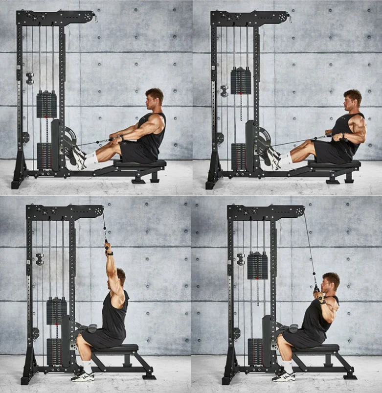 %a- Cl 3-in-1 High Lat Pull-Down & Seated Rowing Machine Steel Fitness Rack Trainer Gym Home Workouts Multi-Function Station