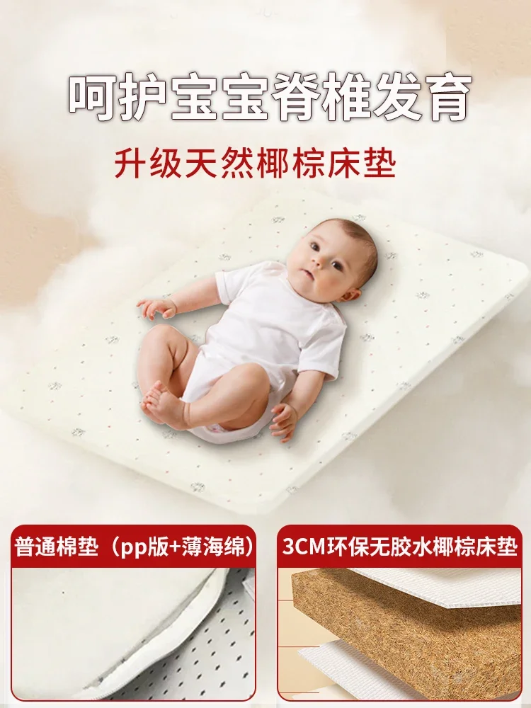 Foldable Spliced Baby Crib Large Portable Bed, Mobile Newborn Multifunctional Mobile Baby Crib