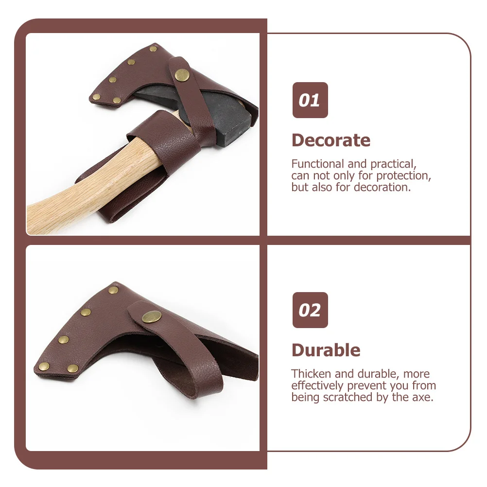 

Wood Handle Axe Protective Cover Thickened Pu Hatchet Case Portable Outdoor Tool Accessory Light Brown
