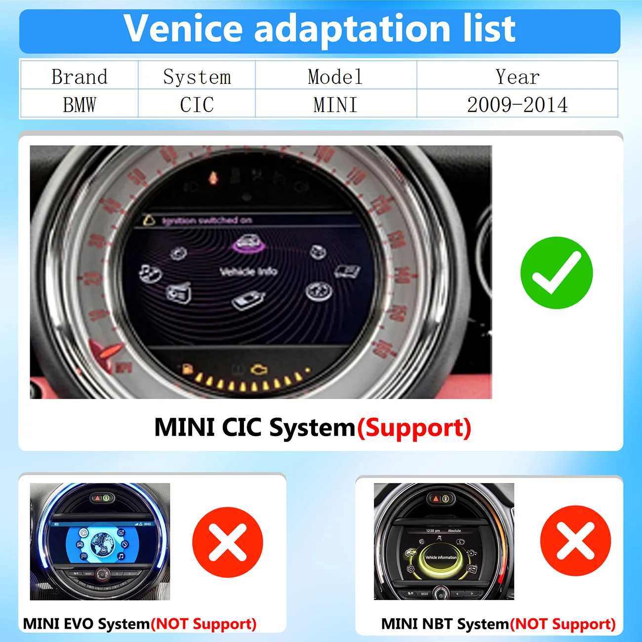 CarPlay Android Auto اللاسلكي لنظام BMW CIC MINI 2009-2014 مع وصلة مرآة AirPlay CarPlay وظيفة دعم خلفي #2