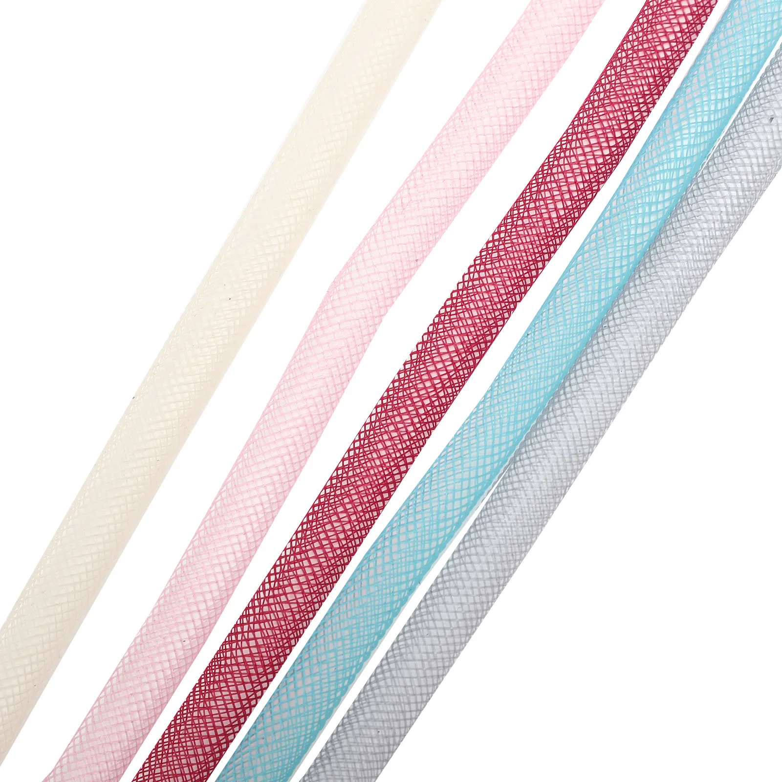 

5 Pcs Nylon Mesh Tubing Hair Decor Diy Craft Projects Tube Braid Bracelet Necklace Flower Accessories Elastic B
