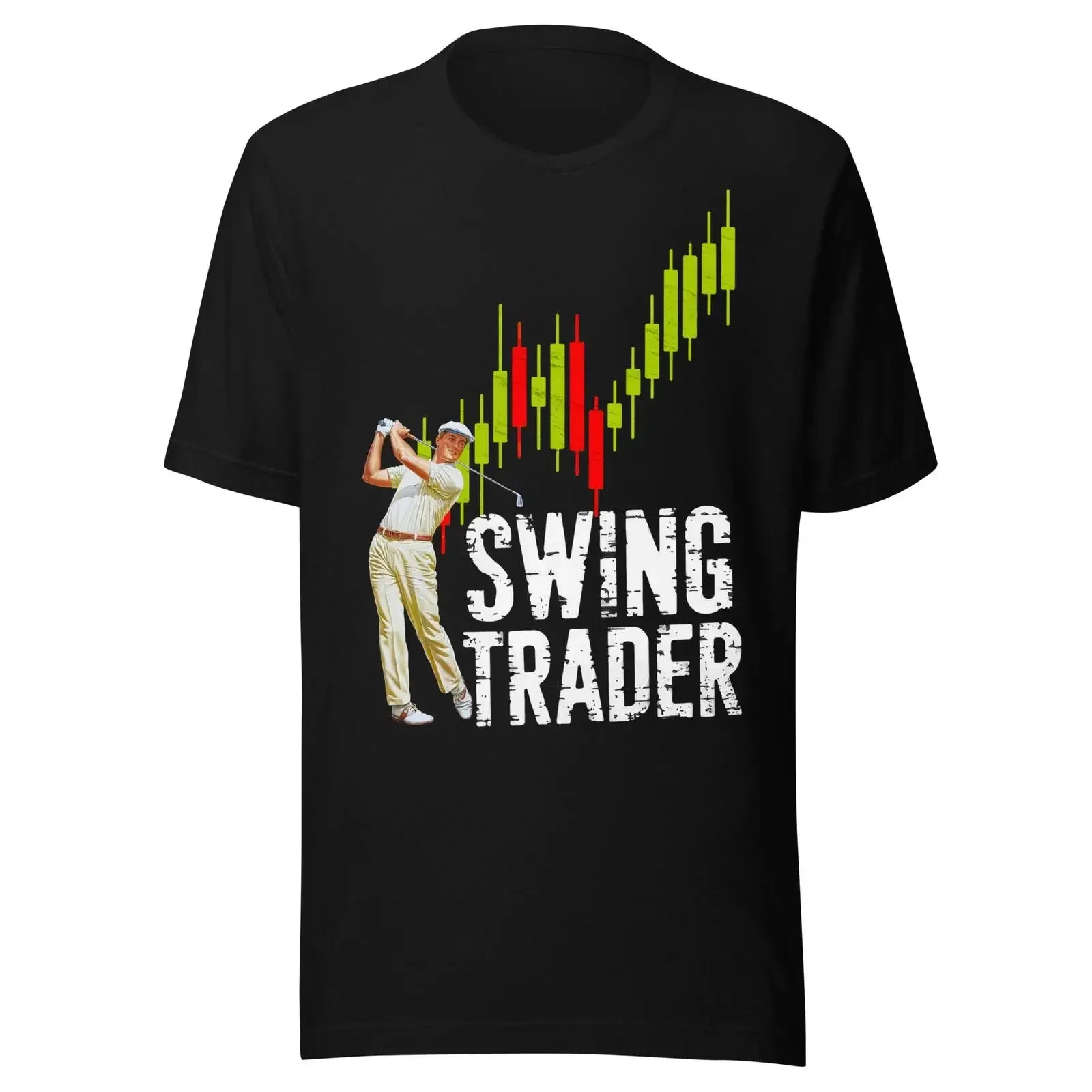 T-shirt vintage délavé pour homme, style streetwear extensible et doux, avec motifs Swing Trader Wall Street BTC Stock Market Crypto XRP Bitcoin Trading