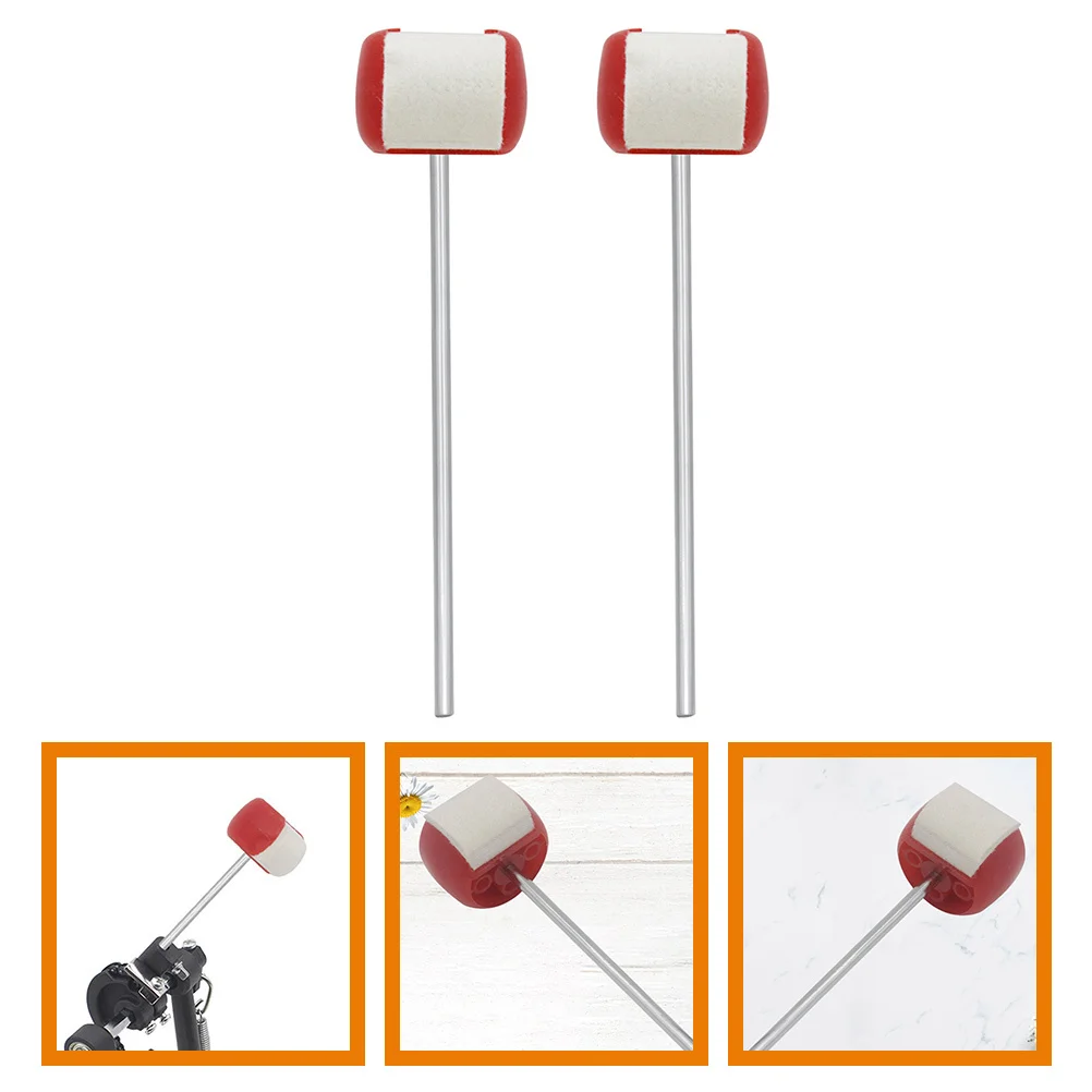 

2 Pcs Percussion Instrument Bass Drum Mallets Accessories Pedal Hammer Beaters and Parts