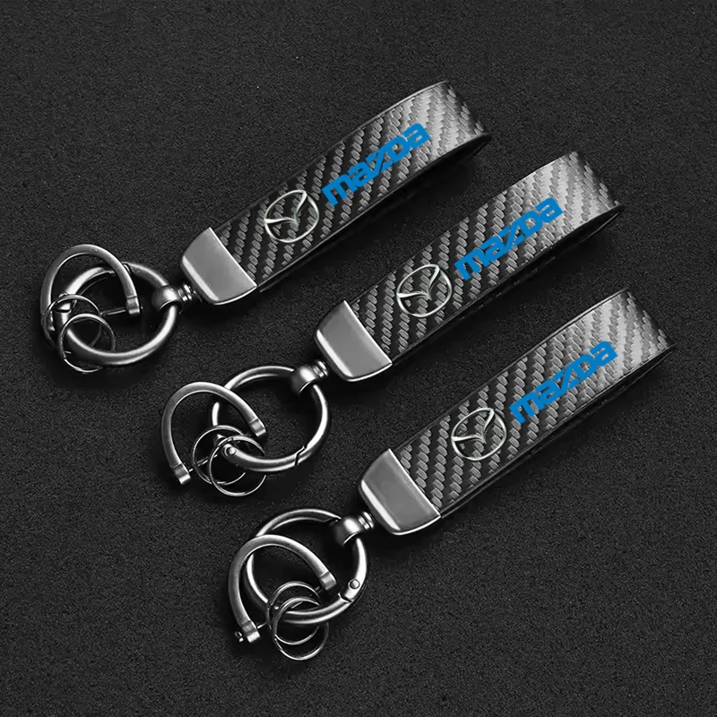 

Carbon fiber Leather Car Keyring Exquisite Anti-lost Car Keychain For Mazda MX3 MX5 CX5 626 M3 MP BM GL 2 CX-7 CX30 CX4