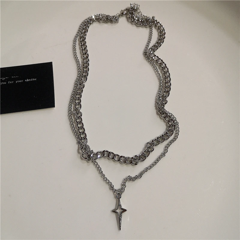 Punk Rock Y2K Schwarz Stern Kreuz Rotes Herz Anhänger Geist Klaue Halsband Kette Halskette Männer Frauen Goth Vintage Grunge EMO Zubehör