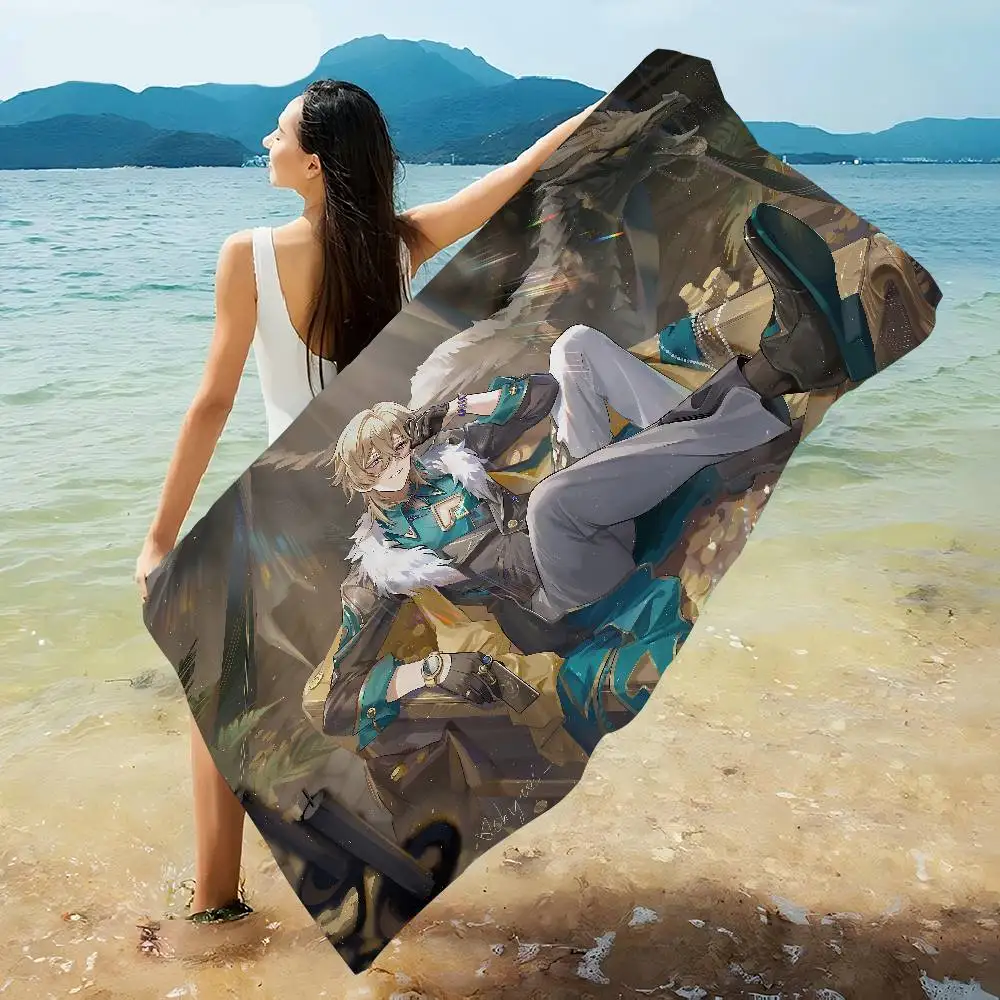 Game Honkai Star Rail aventurine Microfiber Beach Towel Absorbent Quick dry Soft Yoga Swimming Resort Mountain Climbing Towel