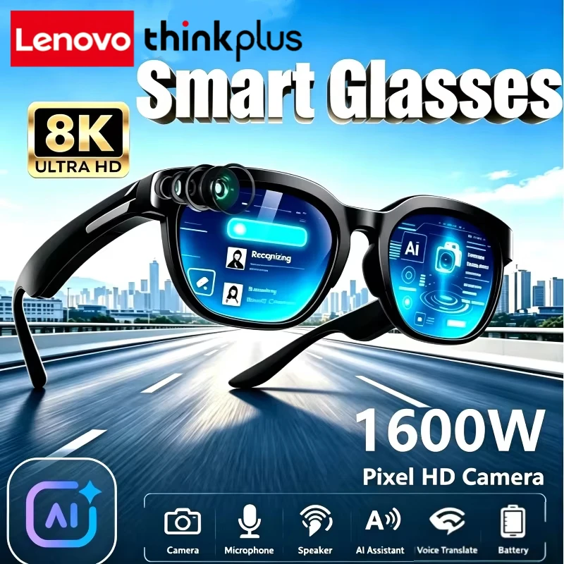 Lenovo Thinkplus Smart Bluetooth Glasses 8K AI Motorcycle Goggles Player Surround Sound Touch Control Multifunctional Sunglasses