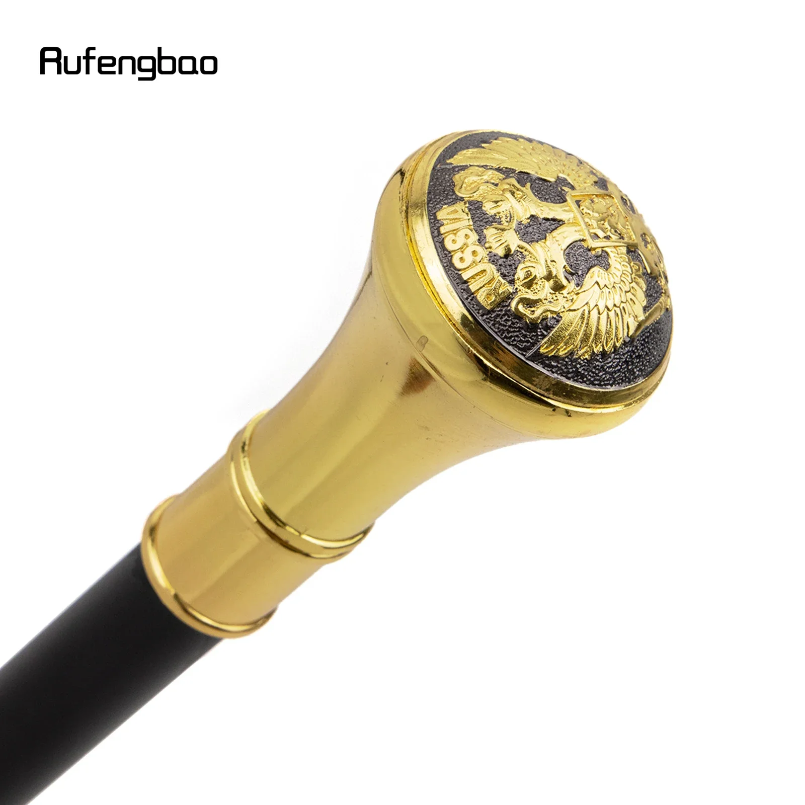 Russo Bastão de Caminhada Dupla Totem de Águia, Botão Cavalheiro do Crosier de Luxo, Dourado e Preto, 93cm