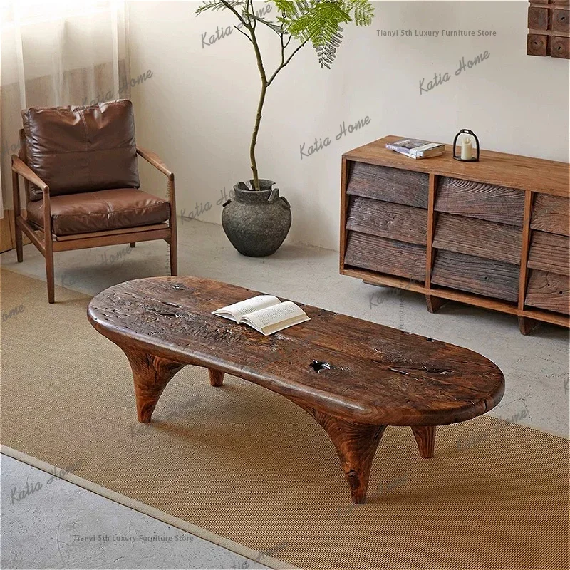 ld Nordic Wabi Sabi Style Solid Wood Coffee Tables Modern Vintage Homestay Tatami Low Tea Table Living Room Furniture