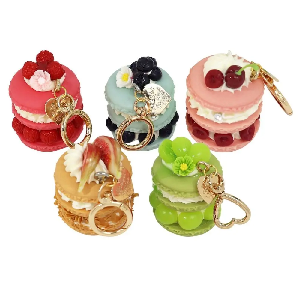 Colgante multiusos de simulación de frutas y postres, llavero de pastel divertido y auténtico, decoración de macarons, llavero de comida, adorno para bolso