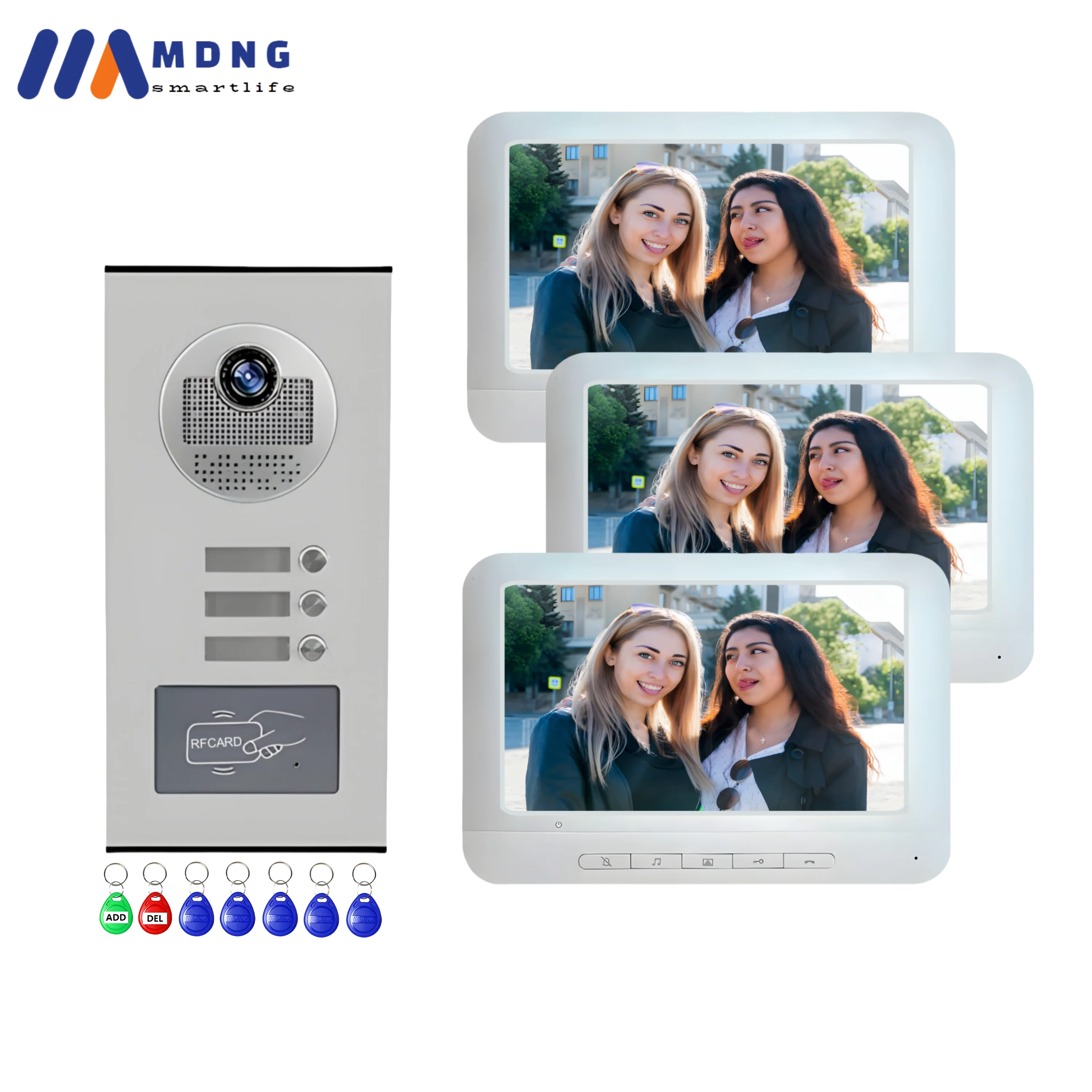 

7 Inch Wired Multi-Apartment Video Intercom Doorbell System IR Night Vision One-key Unlock Video Doorphone for 2/3/4/6 Apartment