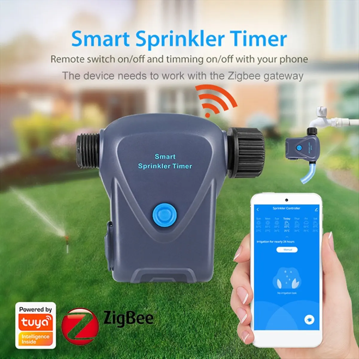 

(SPOR) Умный таймер полива Tuya Zigbee, водонепроницаемый IP66, программируемый клапан для ирригации со встроенным датчиком учета воды