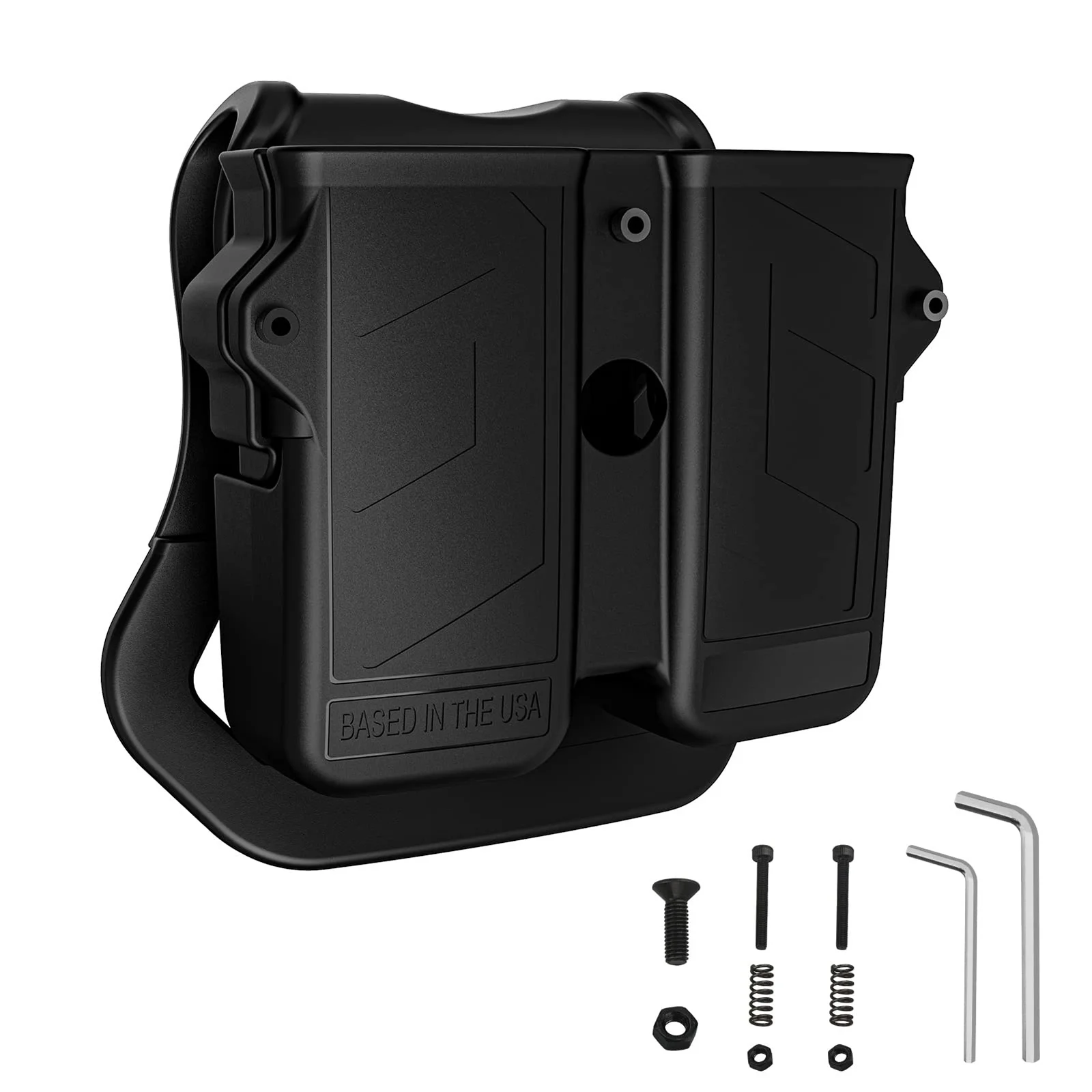 

PA66+GF30 Universal Double Holder, 9mm 10mm 40 45 Single & Double Stack Universal Magazine Holster