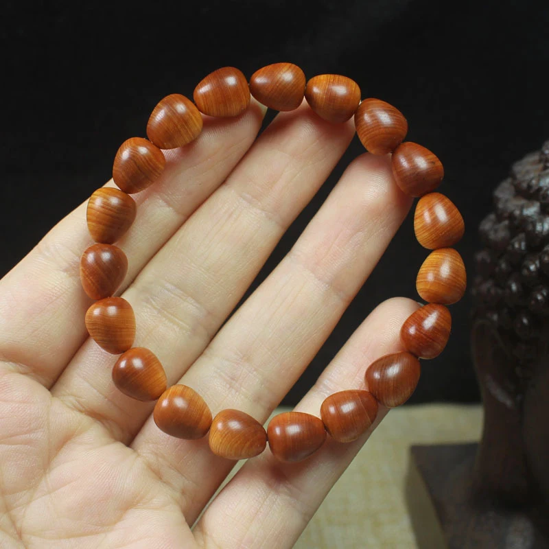 

Aged cypress wood high-oil , water drop-shaped bracelet, unisex cultural collectible prayer and Buddhist beads