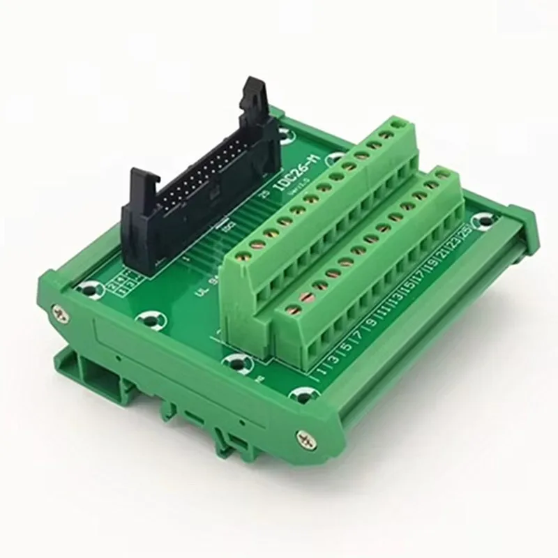 DC2-26P Black Connector IDC-26 DIN Rail Mounted Interface Module.