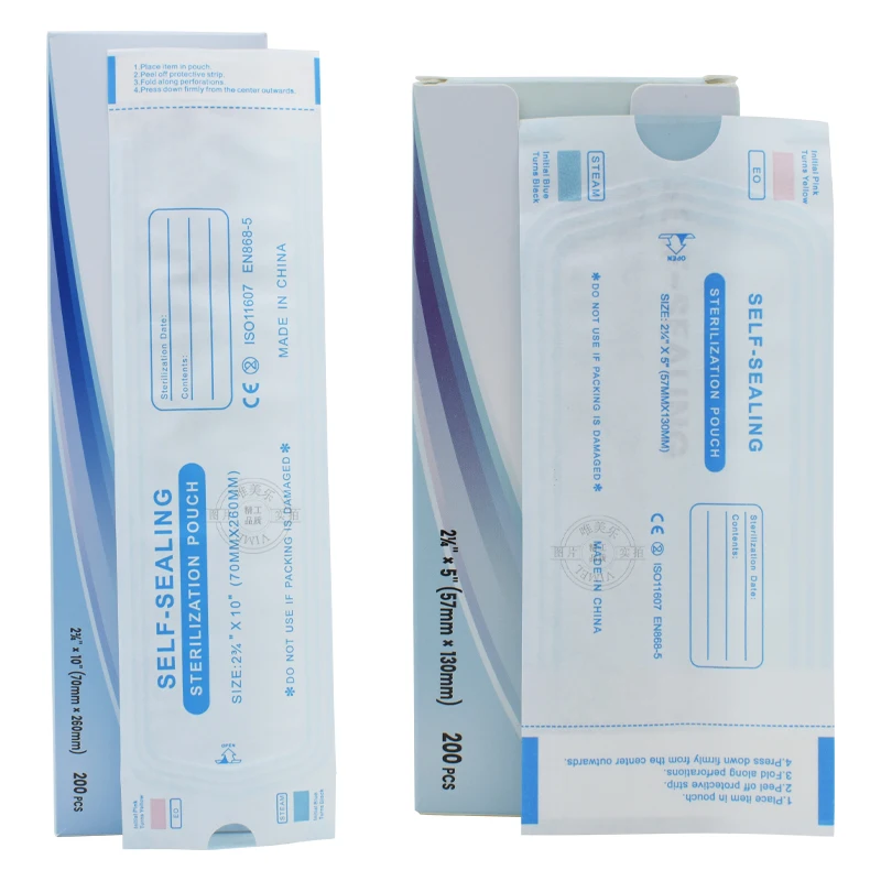 Dental 200Pcs/Pack Disposable Dental Self-Sealing Sterilization Pouch  Storage Bag Big Small Size Optional