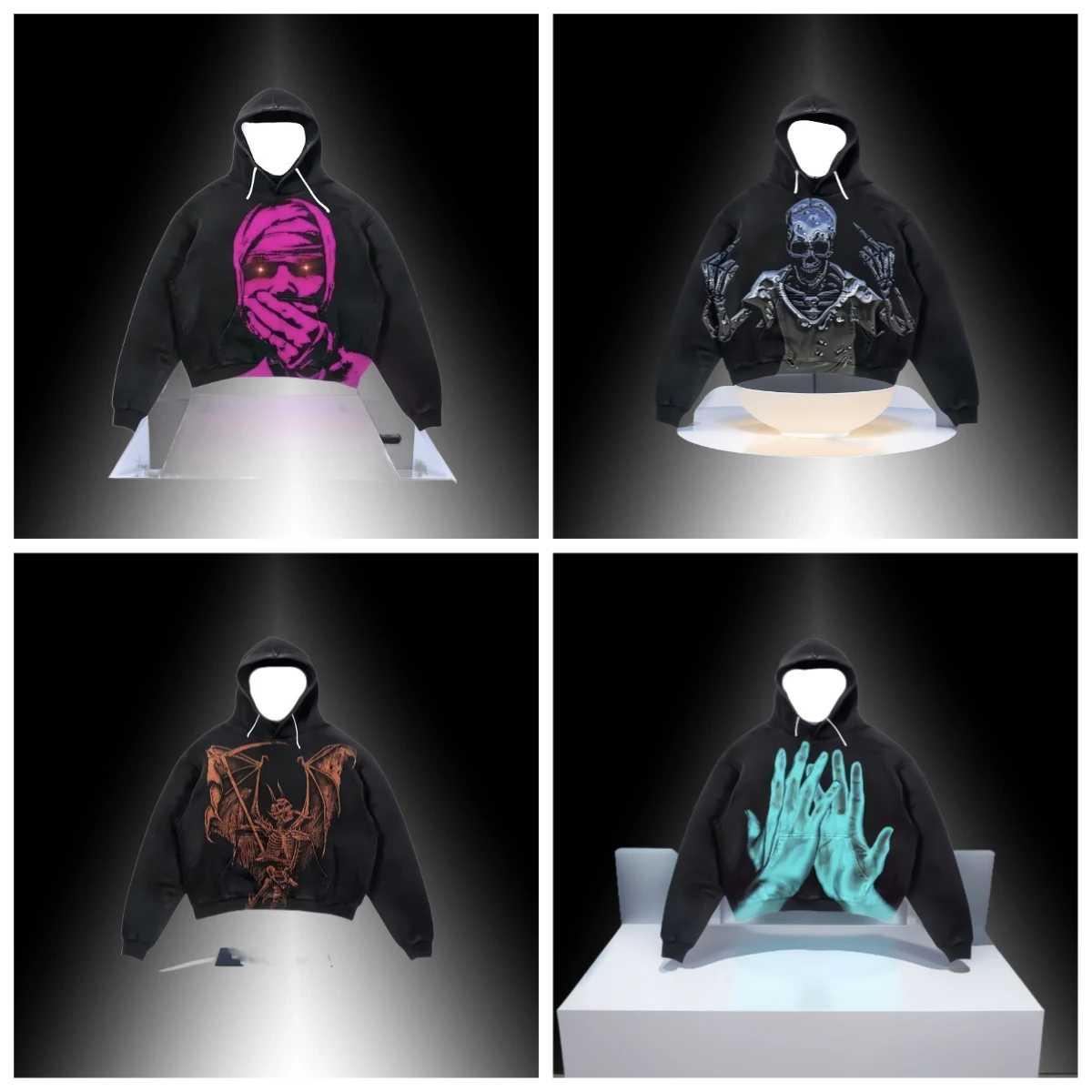 

Punk Style Skull Print Long Sleeve Pullover Hoodie for Women Hip Hop Retro Street Loose Oversized Sweatshirt Harajuku Gothic Top