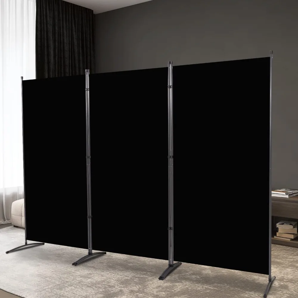 

3 Panel Room Divider, Folding Privacy Screens for Office,Freestanding Room Divider Screen Fabric Panel，black，EASY ASSEMBLE