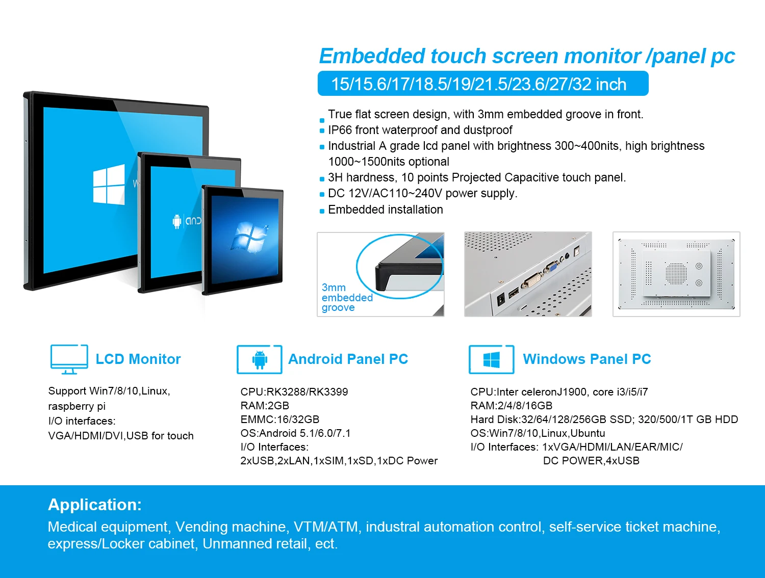Bestview 7~32'' Touch screen LCD multipunto per display industriale a cornice aperta