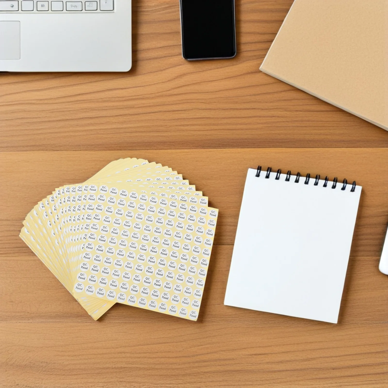 10pcs Qc Passed Labels: Self-Adhesive Round White Stickers For Packaging Inspection Marking Warehouse Organization File Folder